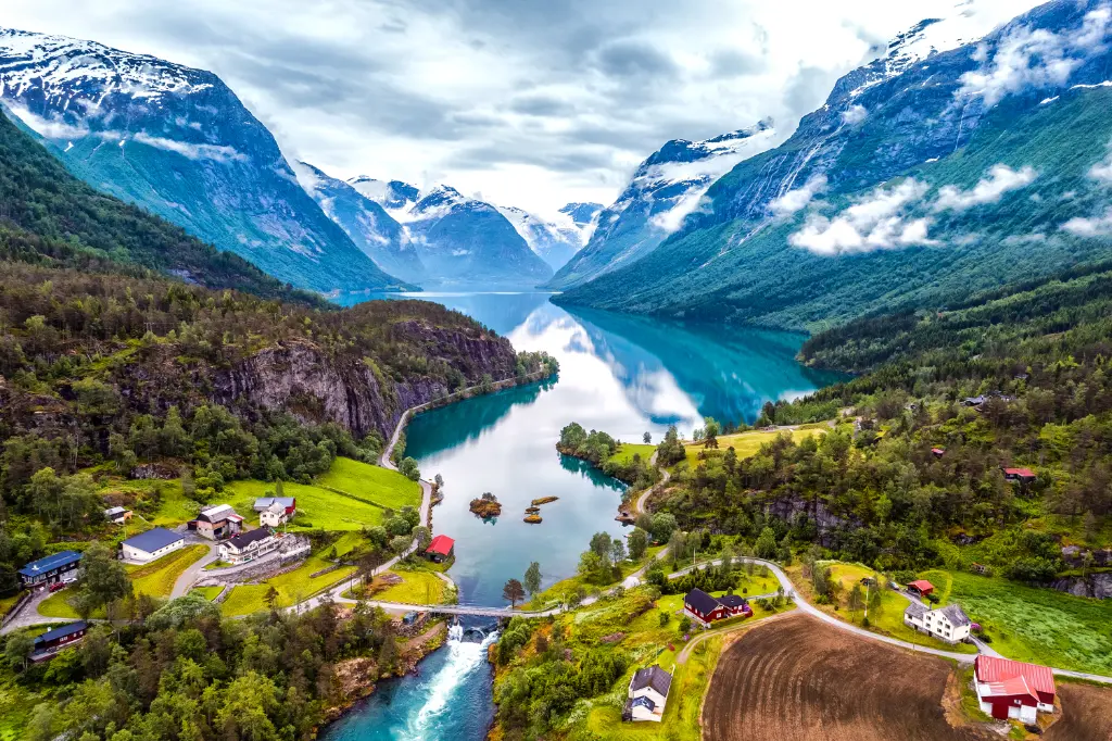 Fjord in Norwegen Blick von oben